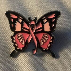 Pink Butterfly Ribbon Brooch